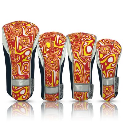 Taboo Fashions Monaco Golf Club Covers for Women - Numbered Golf Headcovers Set for Driver, Fairway and Hybrid Clubs - Weather Resistant, Pack of 4 (Orange Lava)
