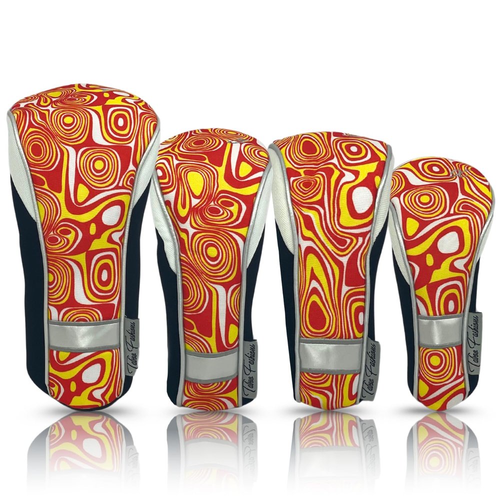 Taboo Fashions Monaco Golf Club Covers for Women - Numbered Golf Headcovers Set for Driver, Fairway and Hybrid Clubs - Weather Resistant, Pack of 4 (Orange Lava)