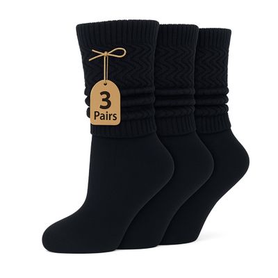 AWS/American Made Lightweight Slouch Socks 3 PAIRS Shoe Size 5-10 (Black)