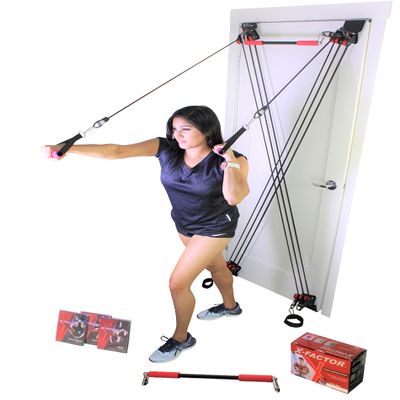 X Factor Door Gym Complete Home Gym Full Body Workout Total Exercise System Package | Strength Training Fitness Resistance System | Includes Straight Bar, DVD, Workout Chart