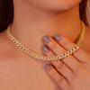 HIPBLING Cuban Link Chain Female Diamond Gold Miami Cuban Necklace Iced Out Chain 8mm 20 inch Hip Hop Rapper Jewelry Gift for Men Women view 2