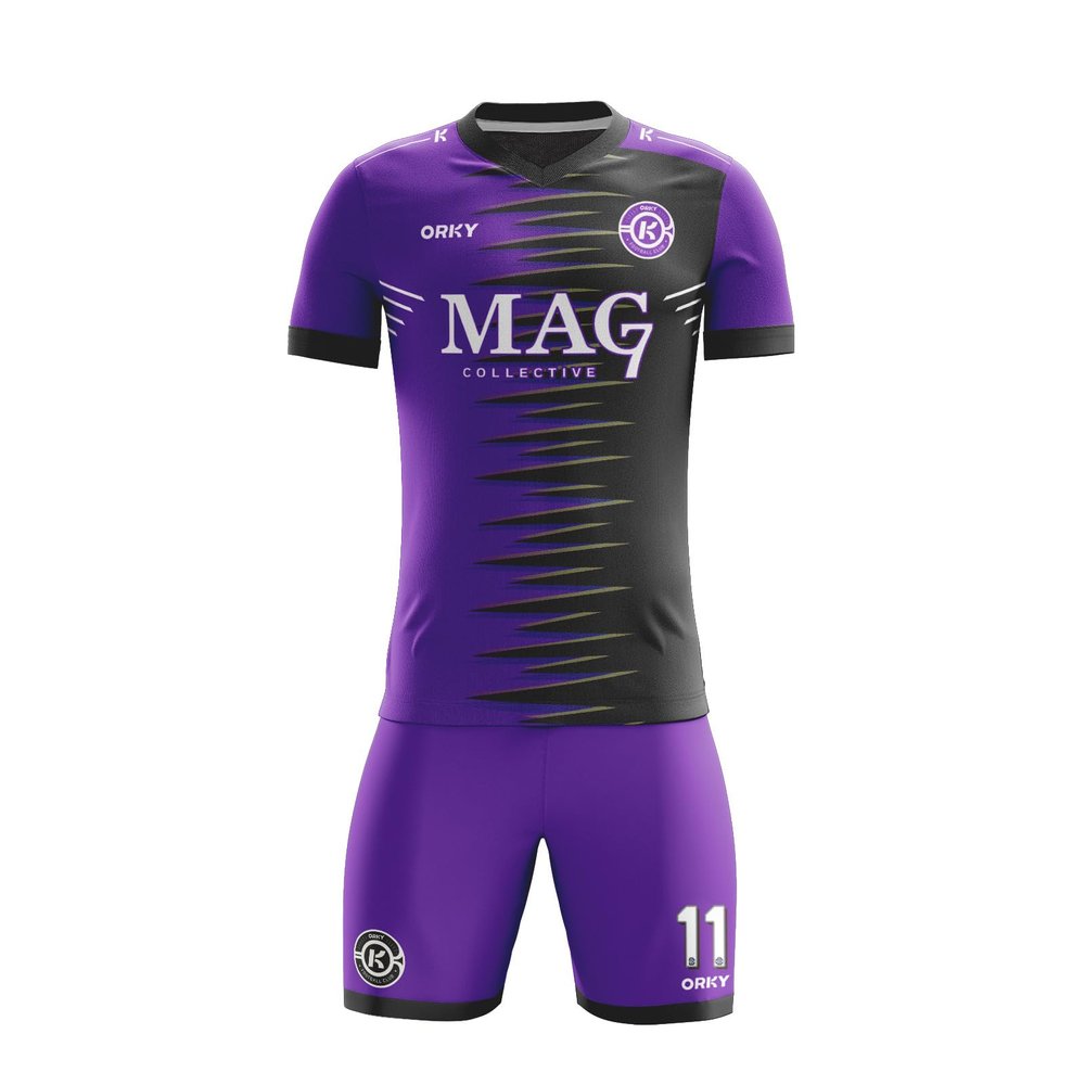 ORKY Custom Soccer Jersey with Short, Men Women Personalized Name Number Team Outfit, Kids Customize School Soccer Uniform(Purple 110cm)