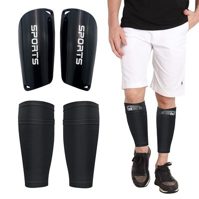 QUUPY Soccer Shin Guards,Youth Football Calf Socks,Used in Adults and Teenagers,Black,18 cm x 10 cm