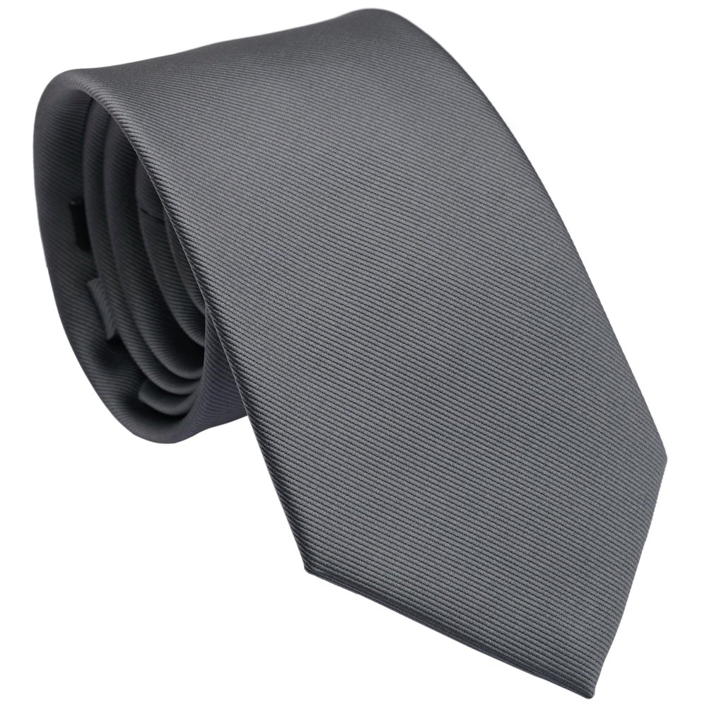 ZENXUS Extra Long Solid Tie for Men Big and Tall, Dark Gray XXL Tie 70 inch