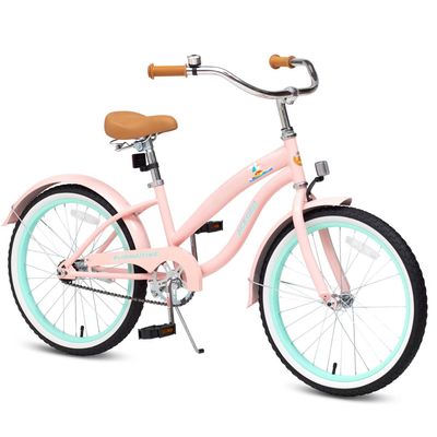 ACEGER Girls Beach Cruiser Bike for Kids 5-13 Years Old, 16" 18" 20" 24" Single Speed Kids Bicycle Included Coaster Brake, Front and Rear Reflectors, 24" 7 Speeds with Dual Brakes