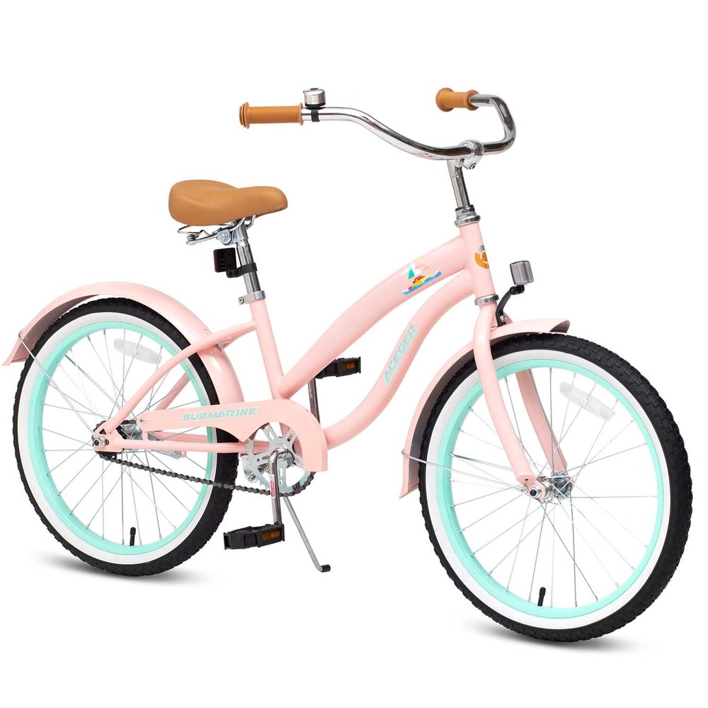ACEGER Girls Beach Cruiser Bike for Kids 5-13 Years Old, 16" 18" 20" 24" Single Speed Kids Bicycle Included Coaster Brake, Front and Rear Reflectors, 24" 7 Speeds with Dual Brakes