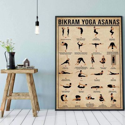 Yoga poster- Bikram yoga asanas- Yoga Prints Poster-Vintage Posters - Wall Decoration-Signs for Home-Best gifts ever,Interior wall decoration, bedroom, kitchen, bathroom, No Frame 12x16 inch