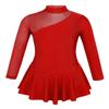renvena Kids Girls Figure Ice Skating Leotard Dress Mock Neck Long Sleeve Performance Uniform Dancing Outfits Red 7-8 view 1