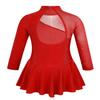 renvena Kids Girls Figure Ice Skating Leotard Dress Mock Neck Long Sleeve Performance Uniform Dancing Outfits Red 7-8 view 2
