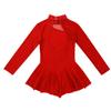 renvena Kids Girls Figure Ice Skating Leotard Dress Mock Neck Long Sleeve Performance Uniform Dancing Outfits Red 7-8 view 4