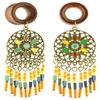 Balala 9/16 inch 14mm Colorful Beads Tassel Wood Dangle Ear Gauges Piercing Flesh Tunnels Plugs Statement Earrings view 1