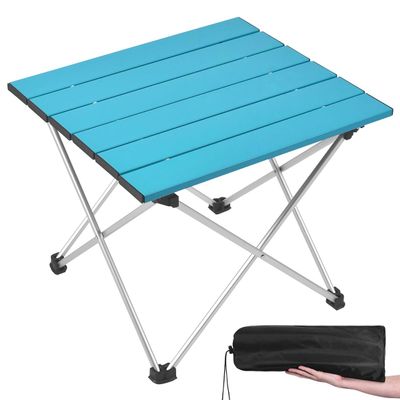 Grope Portable Camping Table with Aluminum Table Top, Folding Beach Table Easy to Carry, Prefect for Outdoor, Picnic, BBQ, Cooking, Festival, Beach, Home (Deep Blue-S)