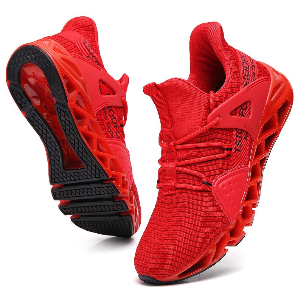 Ezkrwxn Walking Shoes for Women Running Shoes Mesh Breathable Slip on Ladies Gym Workout Athletic Tennis Jogging Sneakers Red Size 12