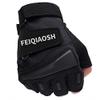 FEIQIAOSH Knuckle Weight Lifting Shorty Fingerless Gloves with Curved Open Back, for Powerlifting, Gym, Women and Men view 1