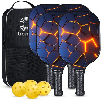 Gonex Pickleball Paddles, USAPA Approved Graphite Pickleball Rackets with Comfort Grip, Carbon Fiber Pickleball Set of 2/4 Paddles with 4 Balls, Portable Carry Bag