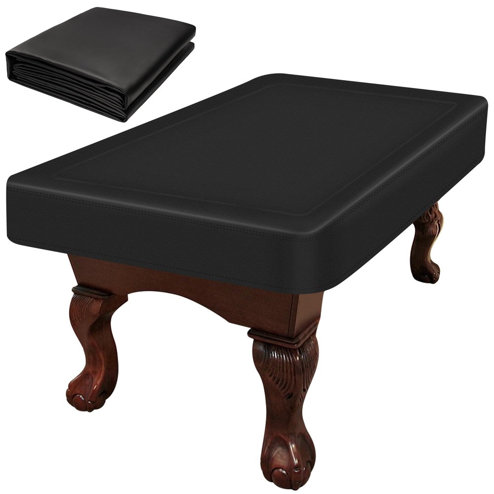 NEXCOVER Leatherette Billiard Pool Table Cover | 9 Foot Billiard Covers | Heavy Duty & Tearproof Pool Table Covers for Pool Table | Waterproof Table Protector | Black Color.