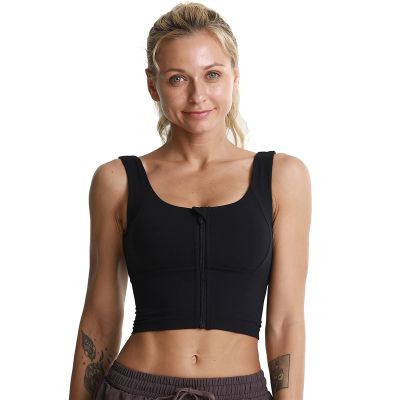 Sports Bra Women Yoga Tank Crop Top Fitness Push Up Sport Bras Shockproof Shirt Girls Running Athletic Quick Dry Vest (Color : Style B Black, Size : X-Large)