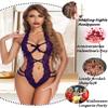Avidlove Women Eyelash Lace Sexy Lingerie Deep V Teddy Mini Babydoll Lilac Purple Medium view 2