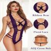 Avidlove Women Eyelash Lace Sexy Lingerie Deep V Teddy Mini Babydoll Lilac Purple Medium view 3