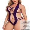 Avidlove Women Eyelash Lace Sexy Lingerie Deep V Teddy Mini Babydoll Lilac Purple Medium view 4