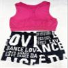 TACKTIMES 2Pcs Kids Girls Sleeveless Crop Top with Shorts Outfit Set for Athletic Leotard Dancing Swimming Gymnastics Dancewear (Rose& Black, 7-8) view 2