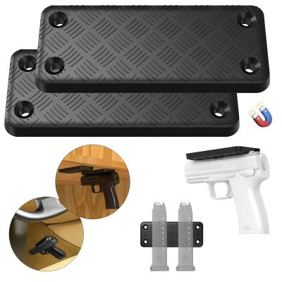 2Pcs Gun Magnet Mount, 55 lb Rating,Magnetic Gun Holster| Rubber Coated Gun Holder for Handgun, Shotgun, Rifles, Revolvers. Truck, Wall, Desk, Car Holster for Using for Concealment