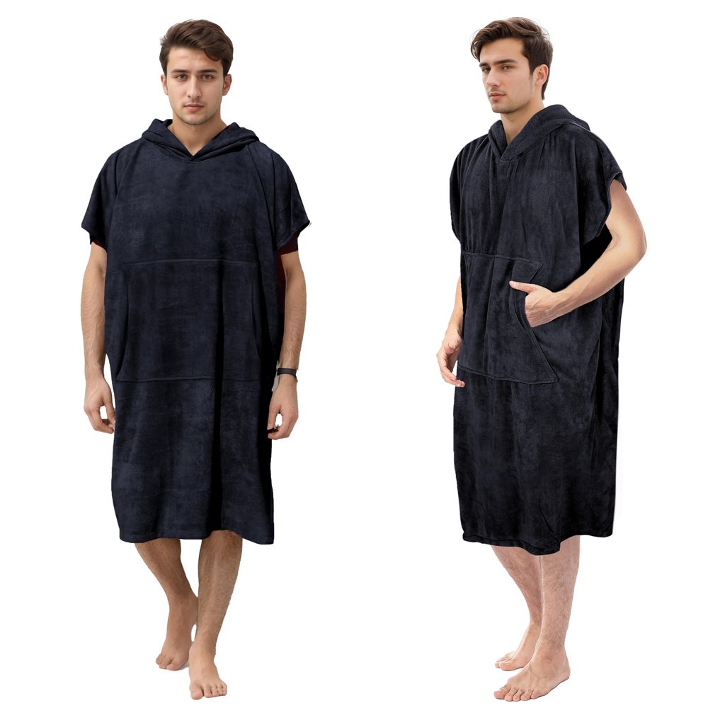 Catalonia Absorbent Surf Poncho with Pocket, Quick Dry Change Towel Robe for Outdoor Sports, Swimming, Camping, Hiking, Cycling, Gym, Fitness, Skiing