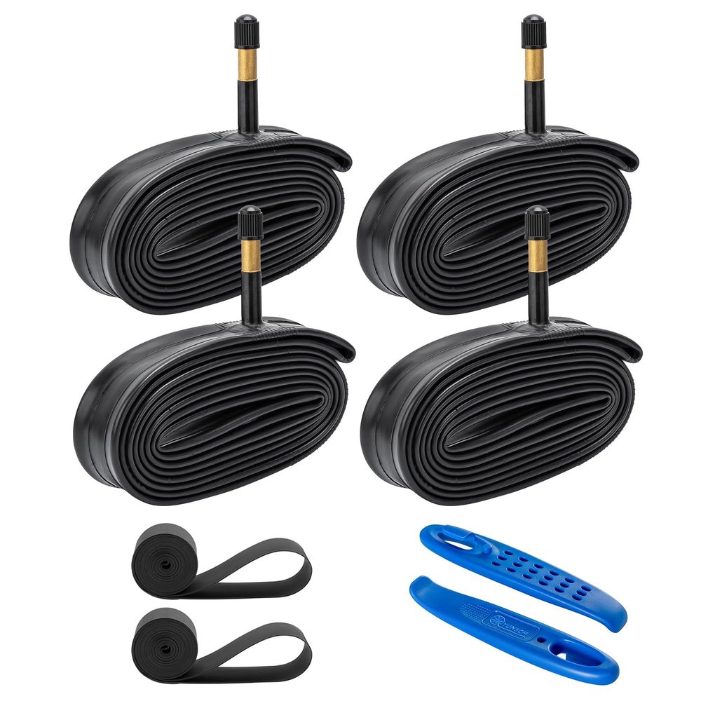 4 Pack 700C Bike Tubes 700x35C 700x36C 700x38C 700x40C 700x42C Heavy Duty Bicycle Tubes AV48mm Schrader Valve (35/43-622) Tire Levers Compatible with 700x35C/36C/38C/40C/42C/43C Bike Tire Tubes