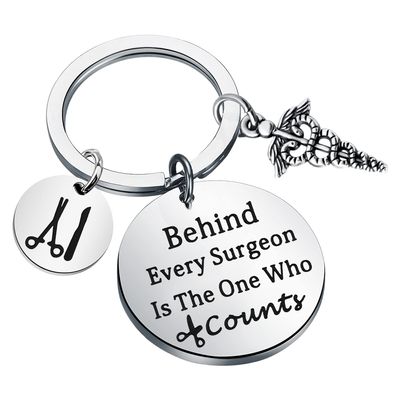 ENSIANTH Surgical Tech Gift Surgical Technologist Keychain Behind Every Surgeon is The One Thank You Gift for Surgical Tech (Surgical Tech Key)