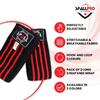 Spall Pro US Elastic Knee Wraps - Extra Long knee brace for Weight Lifting, Cross Training WODs, Fitness, Gym Workout, Joint Pain, Squat, running & Powerlifting (Pair of 2) - Red view 2