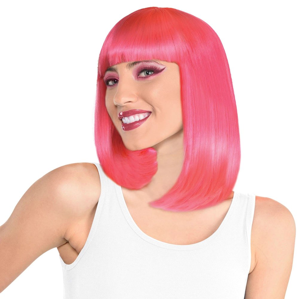 amscan Long Bob Wig | Pink | Adult Size | 1 Pc.