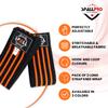 Spall Pro US Elastic Knee Wraps - Extra Long knee brace for Weight Lifting, Cross Training WODs, Fitness, Gym Workout, Joint Pain, Squat, running & Powerlifting (Pair of 2) - Orange view 2
