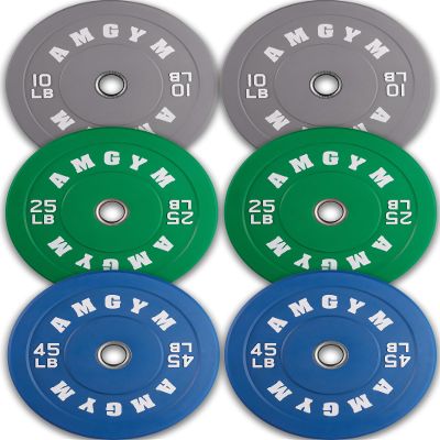 AMGYM Color Olympic Bumper Plate, Weights Plates, Bumper Weight Plate, Steel Insert, Strength Training(160lb set)