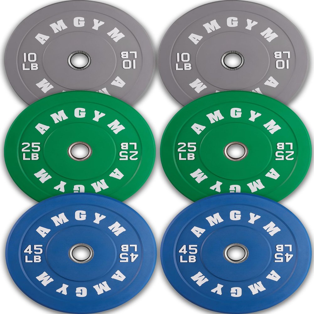 AMGYM Color Olympic Bumper Plate, Weights Plates, Bumper Weight Plate, Steel Insert, Strength Training(160lb set)