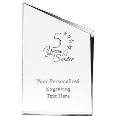 5 Years of Service Incline Slant Personalized Acrylic Award - 8" H Custom Trophy for Recognition with Free Laser Engraving Prime