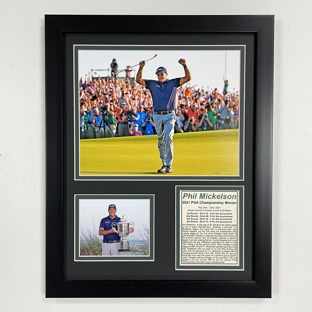 Legends Never Die, Inc. Phil Mickelson | 2021 PGA Championship Winner | 12"x15" Framed Photo Collage
