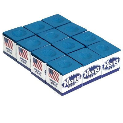 Viking Pool Cue Chalk Blue 12 Pack | Billiard Pool Stick Chalk for Home, Bar, and Tournament Use