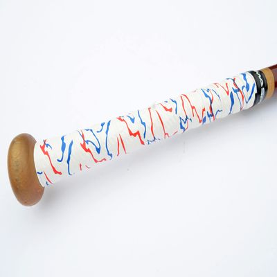 Baseball Bat Grip Tape AMA Sport Grip & Rip Cushioned Softball 1.10mm Grip Tape (Red/Blue on White)