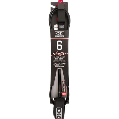 Ocean and Earth Slimline Ultra-Lt Pro Comp One-XT Surfboard Leash - 6' Black
