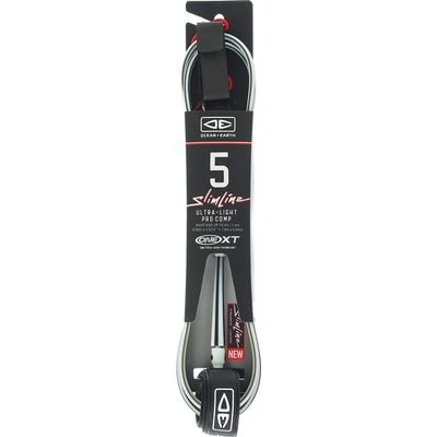 Ocean and Earth Slimline Lightweight Comp One-XT Surfboard Leash - 5' White