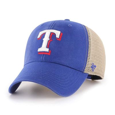 47 Brand MLB Team Color Flagship Mesh Trucker Primary Logo MVP Adjustable Structure Baseball Cap Hat, Adult One Size Fits All - Texas Rangers Blue