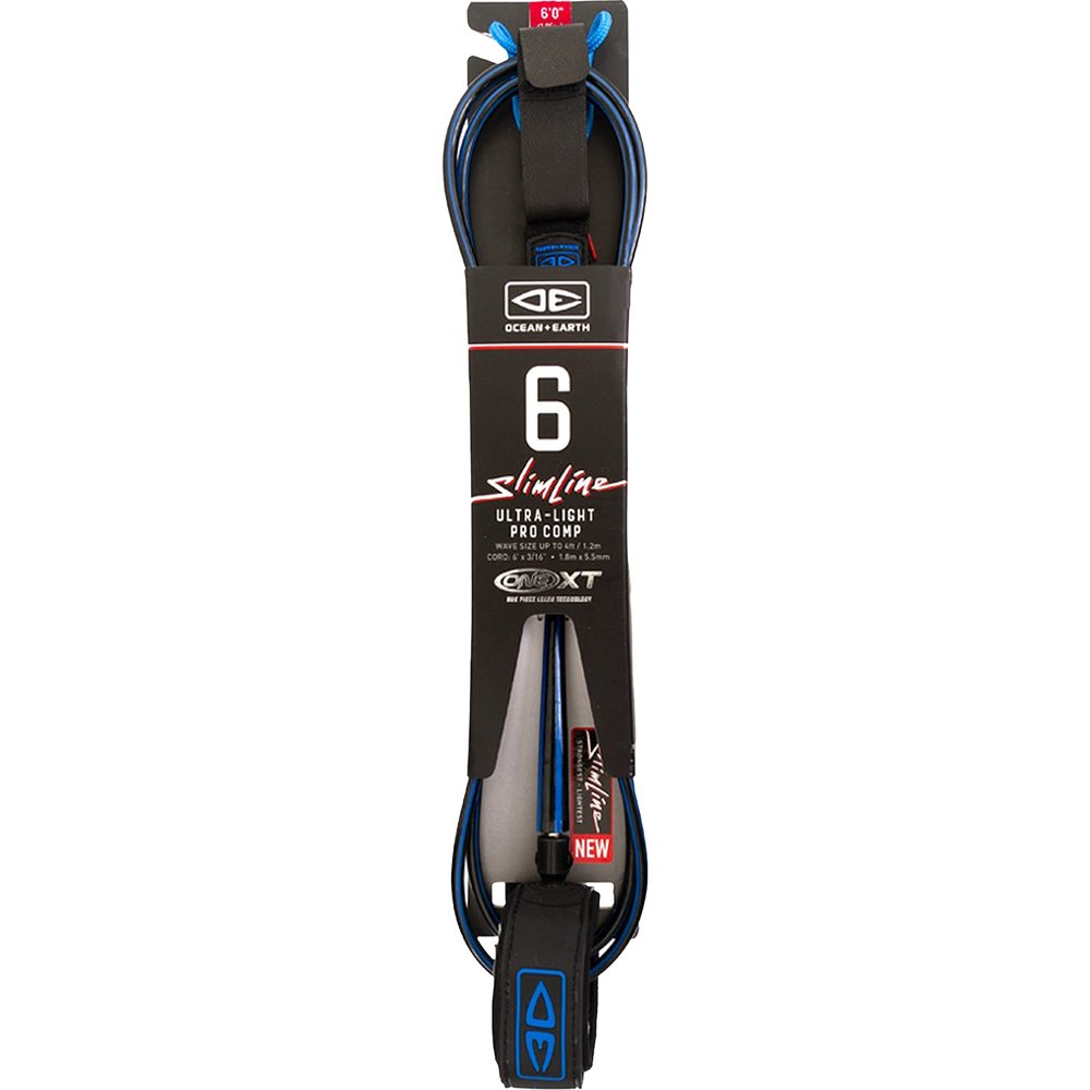 Ocean and Earth Slimline Ultra-Lt Pro Comp One-XT Surfboard Leash - 6' Blu