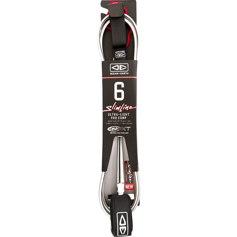 Ocean and Earth Slimline Ultra-Lt Pro Comp One-XT Surfboard Leash - 6' White