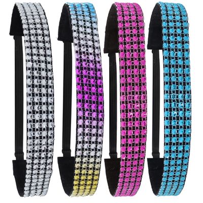 FROG SAC 4 Rhinestone Headbands for Women, Adjustable Non Slip Sports Headband for Women, Bling Hairbands