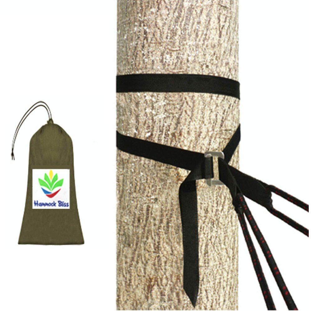 Hammock Bliss Deluxe Cinching Tree Straps - Heavy Duty and Extra Long Adjustable Straps with Seat Belt Buckle for Camping Hammock - Set of 2