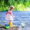 Telescopic Kids Fishing Net with Aluminum Pole Handle, Collapsible Bucket Sand Pail, Butterfly Net for Outdoor Play (Blue) view 2