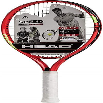 HEAD Speed Junior Pre-Strung Tennis Racquet, Lightweight Youth Tennis Racket for Kids & Beginners, Durable Aluminum Frame, Age 4-6, 21 inch, Red