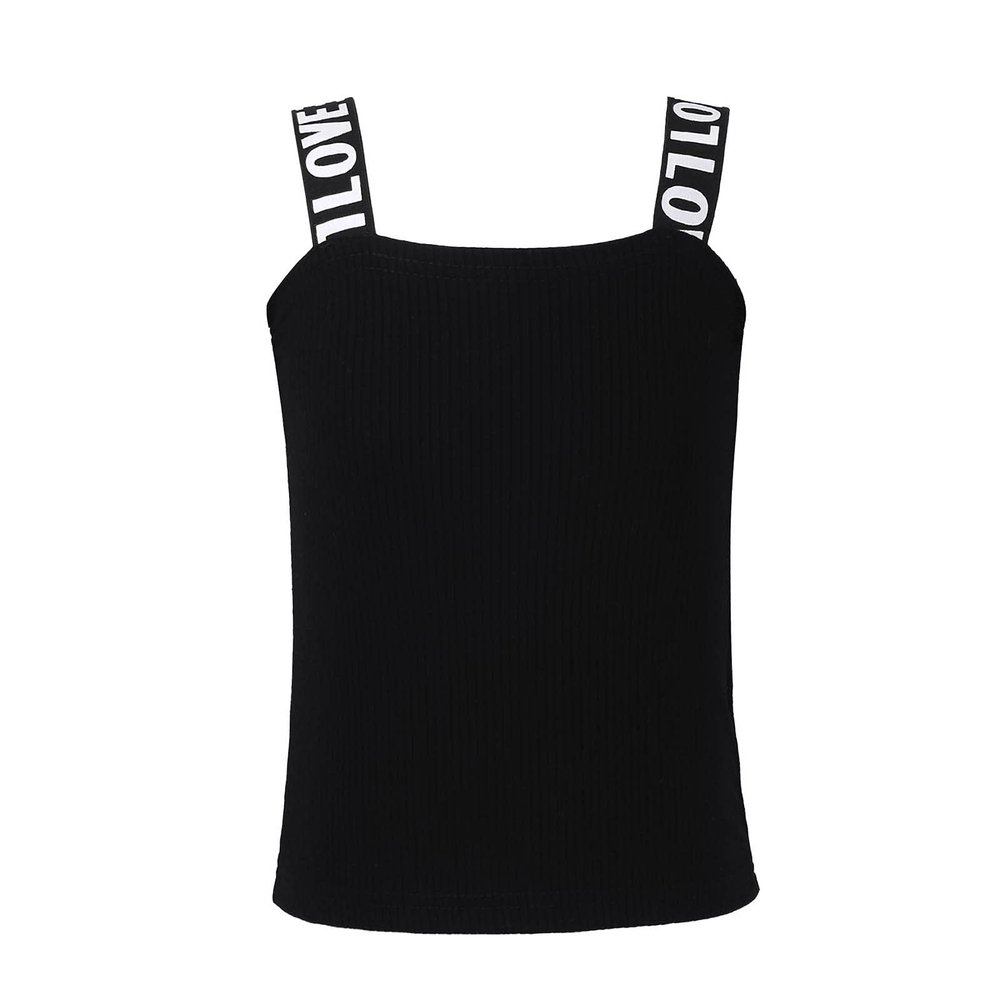 Kaerm Kids Girls Ballet Dance Lettered Straps Camisole Tank Top Athletic Sport Gymnastics Vest Shirts Black 18-24 Months