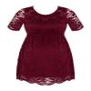 JEATHA Women's Maternity Clothes Floral Lace Summer Tops Short Sleeve Blouses Side Zipper Tunic Shirts Burgundy M view 2
