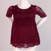 JEATHA Women's Maternity Clothes Floral Lace Summer Tops Short Sleeve Blouses Side Zipper Tunic Shirts Burgundy M view 4